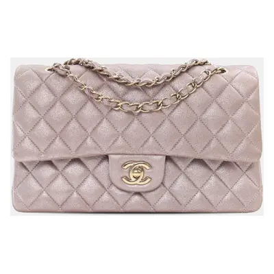 Chanel Pink Medium Classic Iridescent Calfskin Double Flap