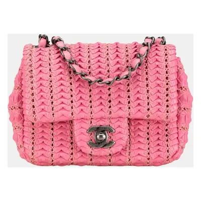 Chanel Pink Paris Seoul Mini Crochet Lambskin Flap