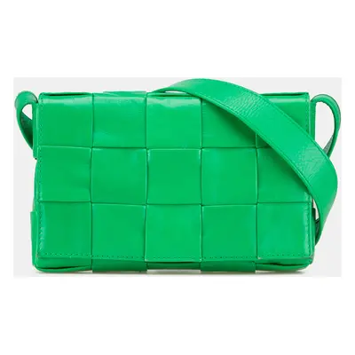 Bottega Veneta Green Small Nappa Intrecciato Cassette Crossbody Bag