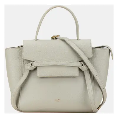 Celine White Nano Grained Calfskin Belt Bag