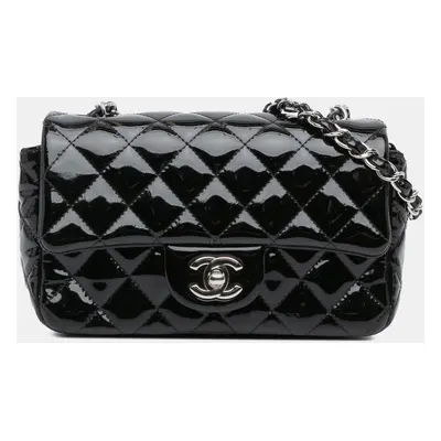 Chanel Black Mini Rectangular Classic Patent Single Flap