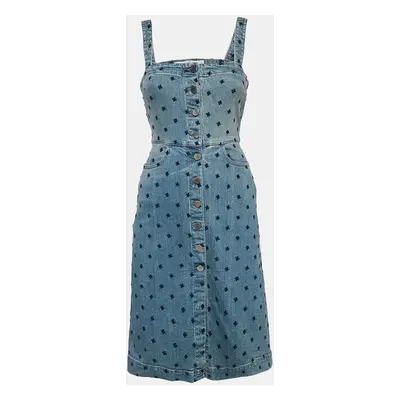 Stella McCartney Blue Embroidered Button Front Short Dress