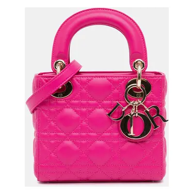 Dior Pink Lambskin Mini Lady Dior Tote Bag