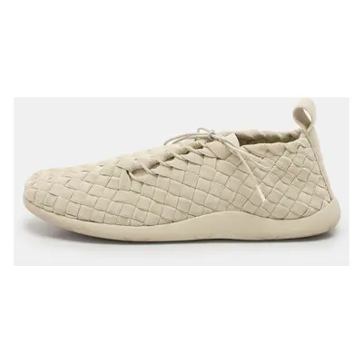 Bottega Veneta Off-White Intrecciato Elasticated Fabric Plat Sneakers Size