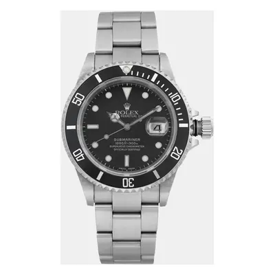 Rolex Black Stainless Steel Submariner Automatic Men's Wristwatch