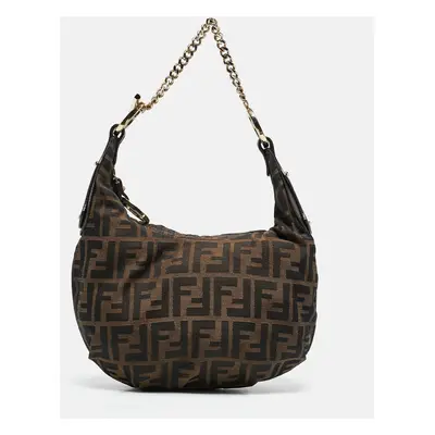 Fendi Tobacco Zucca Canvas and Leather Chef Chain Link Hobo