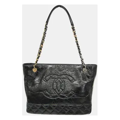 Chanel Black Leather Chain Tote Bag