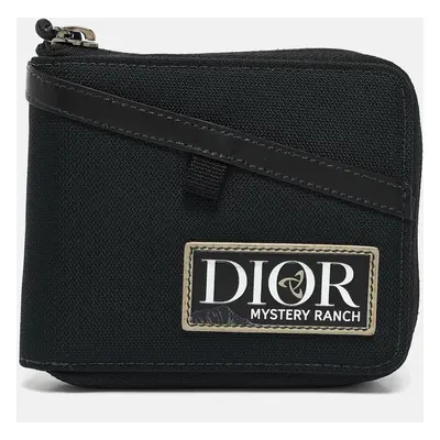 Dior x Mystery Ranch Black Nylon and Leather Zip Compact Wallet