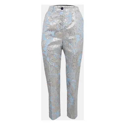 Dolce & Gabbana Blue Lurex Crepe Jacquard Pants