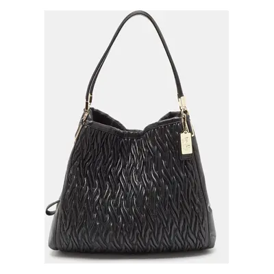 Coach Black Gathered Twist Leather Madison Phoebe Shoulder Bag