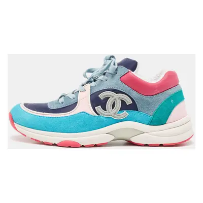 Chanel Multicolor Suede and Nylon CC Low Top Sneakers Size