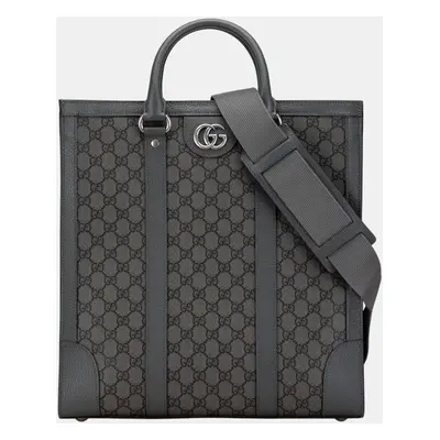 Gucci Grey Leather Medium GG Supreme Ophidia Satchel Bag