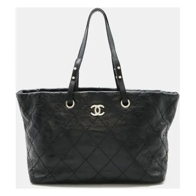 Chanel Black Leather On the Road Tote Bag