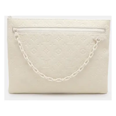 Louis Vuitton White Monogram Taurillon Leather Solar Ray A4 Pouch