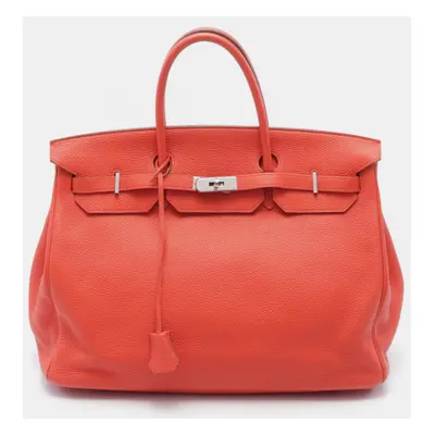 Hermes Red Leather Birkin Handbag