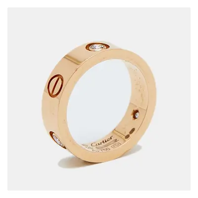 Cartier Love Diamond 18K Rose Gold Band Ring Size