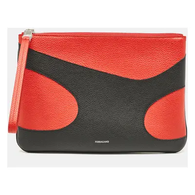 Salvatore Ferragamo Red/Black Leather Wristlet Pouch