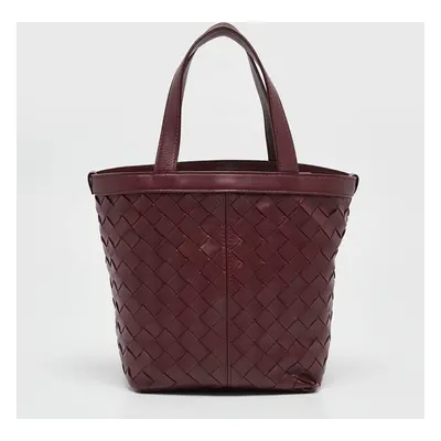 Bottega Veneta Burgundy Intrecciato Leather Flip Flap Tote