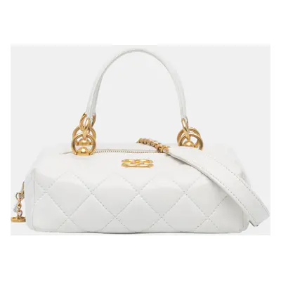 Chanel White Métiers d'Art CC Quilted Lambskin Box with Top Handle Bag