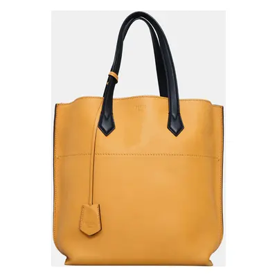 Fendi Light Orange Leather Shopping Tote Bag