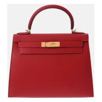 Hermes Rouge Vif Epsom leather Kelly Bag