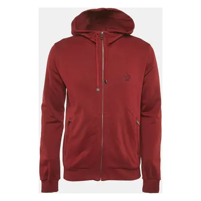 Dolce & Gabbana Burgundy Cotton Hooded Zip-Up Jacket