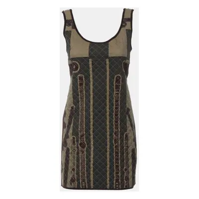 Hermes Brown Silk Pattern Sleeveless Dress FR Women