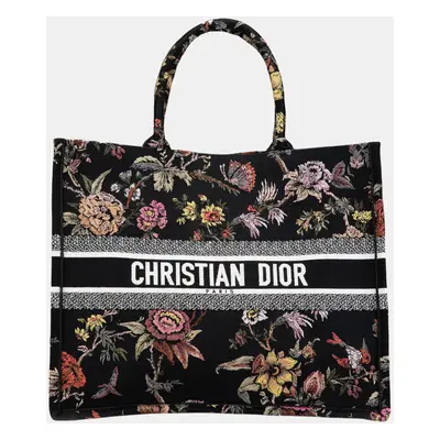 Dior Black Large Canvas Embroidered Book Tote