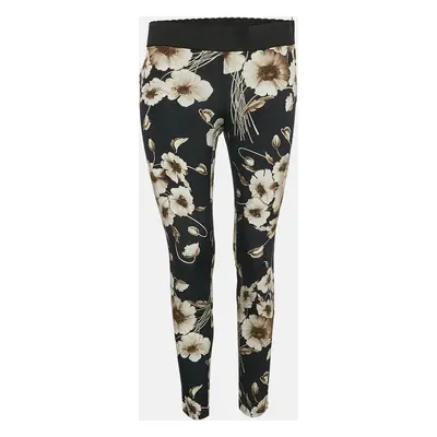 Dolce & Gabbana Navy Blue Floral Print Silk Blend Pants