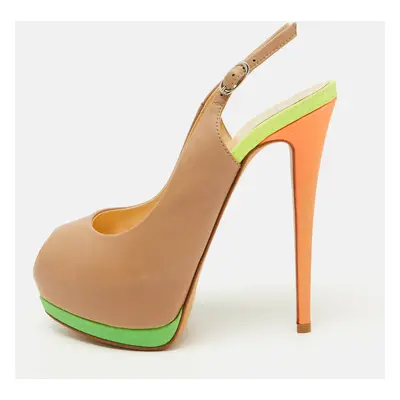 Giuseppe Zanotti Multicolor Leather Peep Toe Platform Slingback Pumps Size