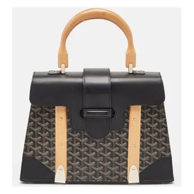 Goyard Black Goyardine Coated Canvas and Leather Saigon MM Top Handle Bag