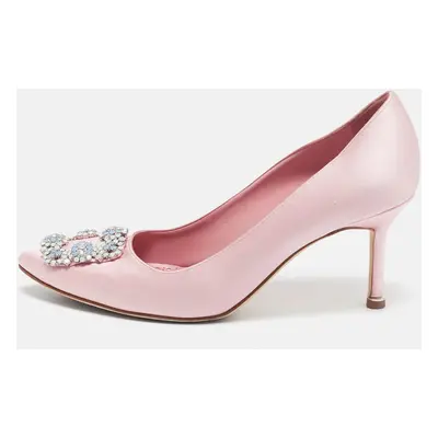 Manolo Blahnik Pink Satin Hangisi Pumps Size 37.5