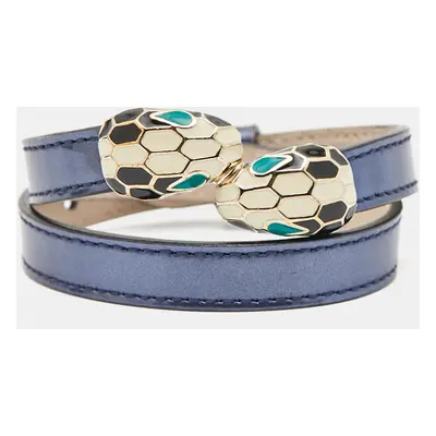 Bvlgari Serpenti Forever Enamel Double Coiled Leather Gold Tone Bracelet