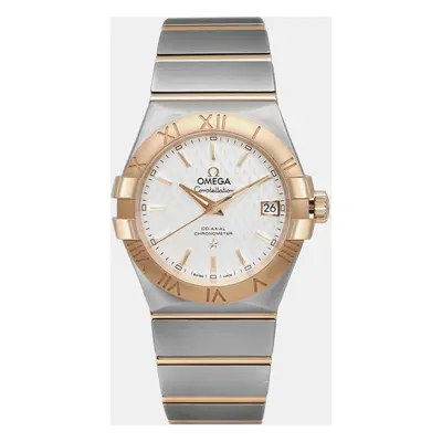 Omega White 18K Gold Stainless Steel Constellation 123.20.35.20.02.006 Automatic Women's Wristwa