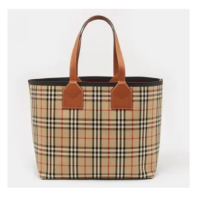 Burberry Briar Brown/Black Vintage Check Canvas London Tote