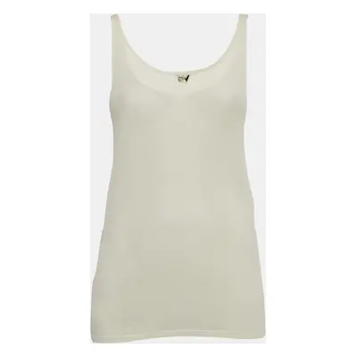 Saint Laurent Cream Modal and Cotton Rib Knit Tank Top