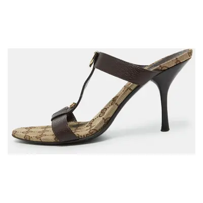 Gucci Dark Brown Leather Open Toe Sandals Size