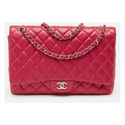 Chanel Red Quilted Leather Maxi Classic Single Flap Bag