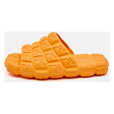 Fendi Orange Rubber Cloud Ff Logo Slide Sandals Size