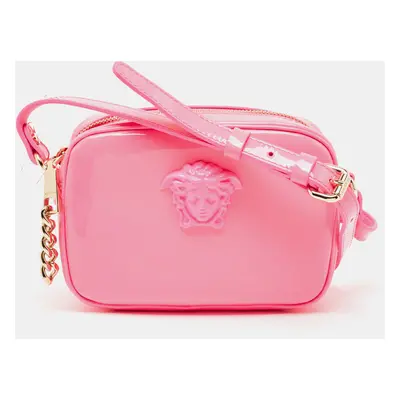 Versace Neon Pink Patent Leather Palazzo Camera Crossbody Bag