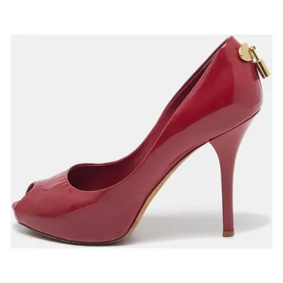 Louis Vuitton Red Patent Leather Oh Really! Peep Toe Pumps Size