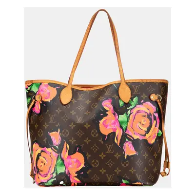 Louis Vuitton Brown Monogram Roses Neverfull MM