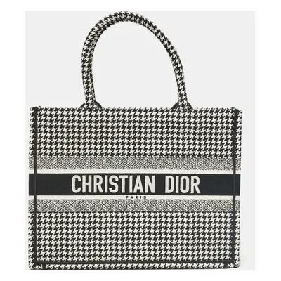 Dior Black/White Canvas Medium Houndstooth Book Tote