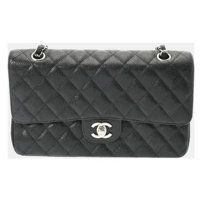 Chanel Black Caviar Leather Double Flap Medium Shoulder Bag