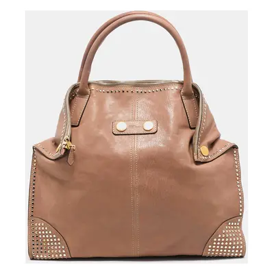 Alexander McQueen Beige Leather Studded De Manta Tote