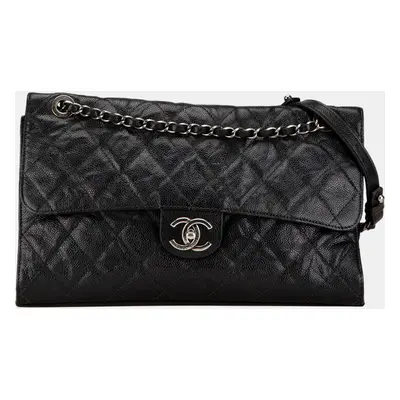 Chanel Black Jumbo Glazed Caviar Crave Flap