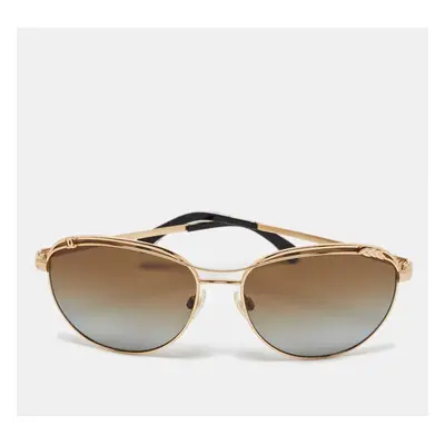 Chanel Gold Tone/Brown Grey Gradient Aviator Sunglasses