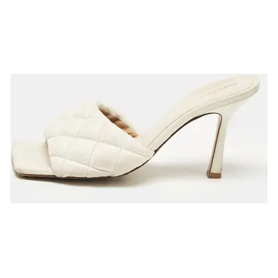 Bottega Veneta Cream Leather Lido Slide Sandals Size