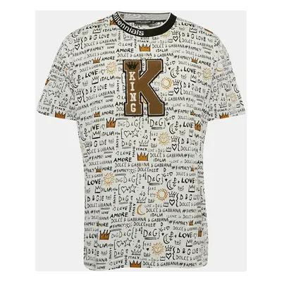 Dolce & Gabbana White King Graffiti Jersey T-Shirt