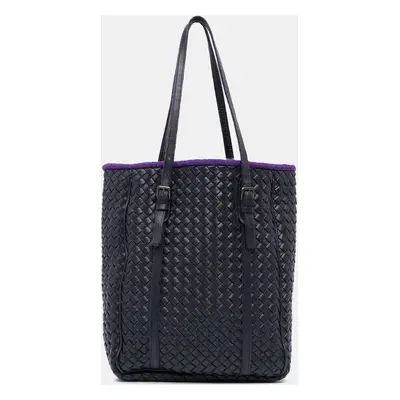 Bottega Veneta Purple Leather Intrecciato Tote Bag